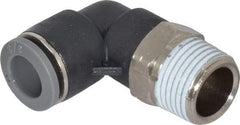 Norgren - 3/8" Tube OD, 3/8 NPTF Brass Push-to-Connect Tube Male Swivel Elbow - Tube to Male NPT Connection, 150 Max psi, Nitrile O-Ring, 0 to 175°F Working Temp - Apex Tool & Supply
