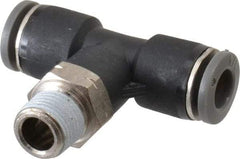 Norgren - 1/4" Tube OD, 1/8 NPTF Brass Push-to-Connect Tube Male Swivel Branch Tee - Tube to Male NPT Connection, 150 Max psi, Nitrile O-Ring, 0 to 175°F Working Temp - Apex Tool & Supply