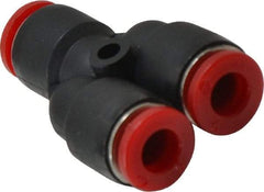 Norgren - 6mm Tube OD, Brass Push-to-Connect Tube Parallel Y - 150 Max psi, Tube to Tube Connection, Nitrile O-Ring, 0 to 175°F Working Temp - Apex Tool & Supply