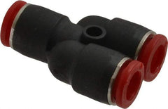 Norgren - 8mm Tube OD, Brass Push-to-Connect Tube Parallel Y - 150 Max psi, Tube to Tube Connection, Nitrile O-Ring, 0 to 175°F Working Temp - Apex Tool & Supply