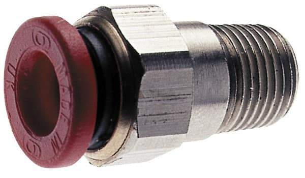 Norgren - 1/8" Tube OD, 1/16 NPTF Brass Push-to-Connect Tube Male Connector - Tube to Male NPT Connection, 150 Max psi, Nitrile O-Ring, 0 to 175°F Working Temp - Apex Tool & Supply
