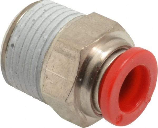 Norgren - 8mm Tube OD, 3/8 BSPT Brass Push-to-Connect Tube Male Connector - Tube to Male BSPT Connection, 150 Max psi, Nitrile O-Ring, 0 to 175°F Working Temp - Apex Tool & Supply