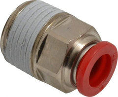 Norgren - 10mm Tube OD, 1/2 BSPT Brass Push-to-Connect Tube Male Connector - Tube to Male BSPT Connection, 150 Max psi, Nitrile O-Ring, 0 to 175°F Working Temp - Apex Tool & Supply