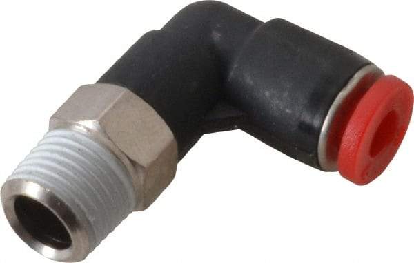 Norgren - 4mm Tube OD, 1/8 BSPT Brass Push-to-Connect Tube Male Swivel Elbow - Tube to Male BSPT Connection, 150 Max psi, Nitrile O-Ring, 0 to 175°F Working Temp - Apex Tool & Supply