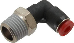 Norgren - 4mm Tube OD, 1/4 BSPT Brass Push-to-Connect Tube Male Swivel Elbow - Tube to Male BSPT Connection, 150 Max psi, Nitrile O-Ring, 0 to 175°F Working Temp - Apex Tool & Supply