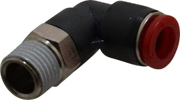 Norgren - 8mm Tube OD, 1/4 BSPT Brass Push-to-Connect Tube Male Swivel Elbow - Tube to Male BSPT Connection, 150 Max psi, Nitrile O-Ring, 0 to 175°F Working Temp - Apex Tool & Supply