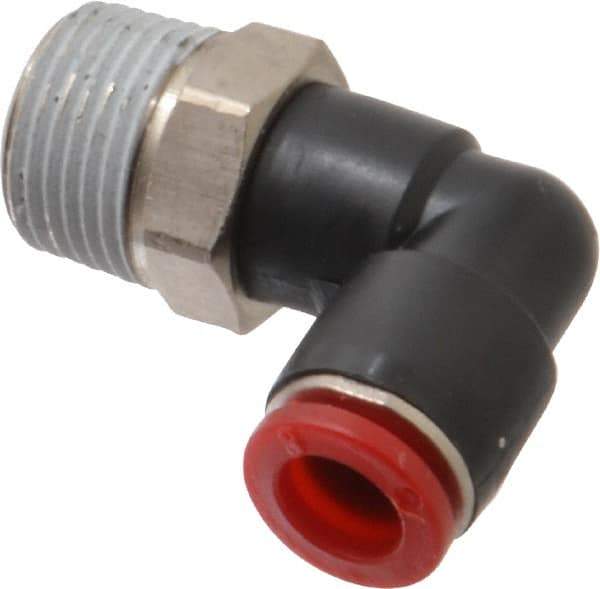 Norgren - 8mm Tube OD, 3/8 BSPT Brass Push-to-Connect Tube Male Swivel Elbow - Tube to Male BSPT Connection, 150 Max psi, Nitrile O-Ring, 0 to 175°F Working Temp - Apex Tool & Supply