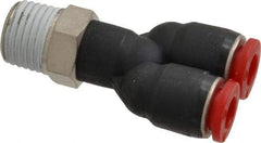 Norgren - 6mm Tube OD, 1/4 BSPT Brass Push-to-Connect Tube Male Parallel Y - Tube to Male BSPT Connection, 150 Max psi, Nitrile O-Ring, 0 to 175°F Working Temp - Apex Tool & Supply
