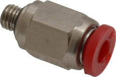Norgren - 4mm Tube OD, M5 Metric Brass Push-to-Connect Tube Union - Tube to Tube Connection, 150 Max psi, Nitrile O-Ring, 0 to 175°F Working Temp - Apex Tool & Supply