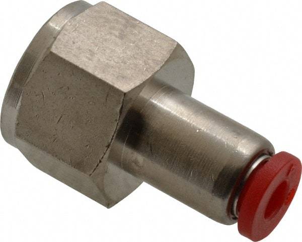 Norgren - 4mm Tube OD, 1/4 BSPP Brass Push-to-Connect Tube Female Connector - Tube to Female BSPP Connection, 150 Max psi, Nitrile O-Ring, 0 to 175°F Working Temp - Apex Tool & Supply