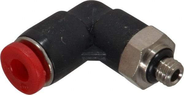 Norgren - 4mm Tube OD, M5 Metric Brass Push-to-Connect Tube Male Swivel Elbow - Tube to Metric Thread Connection, 150 Max psi, Nitrile O-Ring, 0 to 175°F Working Temp - Apex Tool & Supply
