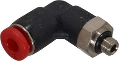 Norgren - 4mm Tube OD, M5 Metric Brass Push-to-Connect Tube Male Swivel Elbow - Tube to Metric Thread Connection, 150 Max psi, Nitrile O-Ring, 0 to 175°F Working Temp - Apex Tool & Supply