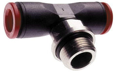 Norgren - 8mm Tube OD, 3/8 BSPP Brass Push-to-Connect Tube Male Swivel Branch Tee - Tube to Male BSPP Connection, 150 Max psi, Nitrile O-Ring, 0 to 175°F Working Temp - Apex Tool & Supply