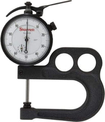 Starrett - 0 to 1 Inch Measurement, 0.001 Inch Graduation, 2-1/2 Inch Throat Depth, Dial Thickness Gage - 2-1/4 Inch Dial Diameter - Apex Tool & Supply