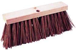 PRO-SOURCE - 14" Rough Surface Palmyra Push Broom - 6-1/4" Bristle Length, Wood Block, Tapered Handle Connection, Handle Sold Separately - Apex Tool & Supply