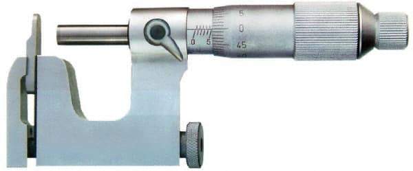 Value Collection - 25 to 50 mm Range, Carbide Face, Satin Chrome Coated, Mechanical Multi Anvil Micrometer - Friction Thimble, 0.01 mm Graduation, 0.0001 Inch Accuracy - Apex Tool & Supply