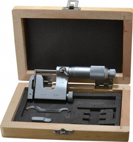 Value Collection - 0 to 1 Inch Range, Carbide Face, Satin Chrome Coated, Mechanical Multi Anvil Micrometer - Friction Thimble, 0.001 Inch Graduation, 0.0001 Inch Accuracy - Apex Tool & Supply