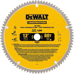 DeWALT - 12" Diam, 1" Arbor Hole Diam, 80 Tooth Wet & Dry Cut Saw Blade - Carbide-Tipped, General Purpose Action, Standard Round Arbor - Apex Tool & Supply