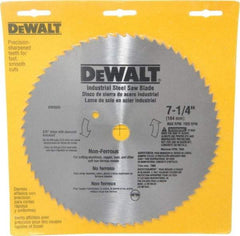 DeWALT - 7-1/4" Diam, 5/8" Arbor Hole Diam, 68 Tooth Wet & Dry Cut Saw Blade - Steel, Smooth Action, Standard Round Arbor - Apex Tool & Supply