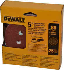 DeWALT - 5" Diam, 80 Grit, Aluminum Oxide Hook & Loop Disc - Medium Grade, Coated, Paper Backing, - Apex Tool & Supply