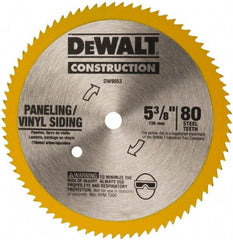 DeWALT - 5-3/8" Diam, 10mm Arbor Hole Diam, 80 Tooth Wet & Dry Cut Saw Blade - Steel, Standard Round Arbor - Apex Tool & Supply