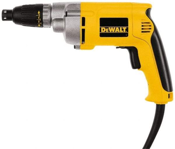 DeWALT - Pistol Grip Handle, 2,500 RPM, 132 In/Lb Torque, Electric Screwdriver - 1/4" Bit Holder, 110 Volts, 6.5 Amps - Apex Tool & Supply