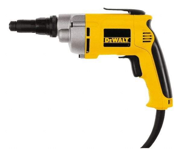DeWALT - Pistol Grip Handle, 2,500 RPM, 132 In/Lb Torque, Electric Screwdriver - 1/4" Bit Holder, 120 Volts, 6.5 Amps - Apex Tool & Supply