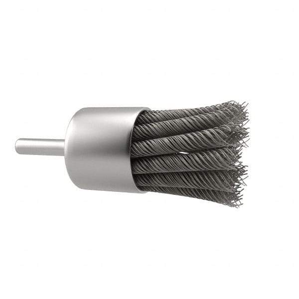 Anderson - 1-1/8" Brush Diam, Knotted, End Brush - 1/4" Diam Shank, 22,000 Max RPM - Apex Tool & Supply