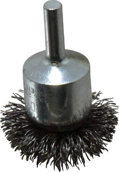 Anderson - 1-1/2" Brush Diam, Crimped, Flared End Brush - 1/4" Diam Shank, 20,000 Max RPM - Apex Tool & Supply