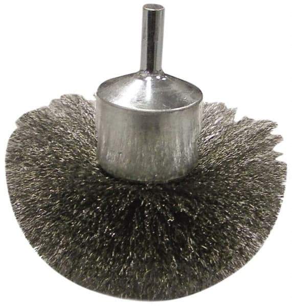 Anderson - 3" Brush Diam, Crimped, Flared End Brush - 1/4" Diam Shank, 16,000 Max RPM - Apex Tool & Supply