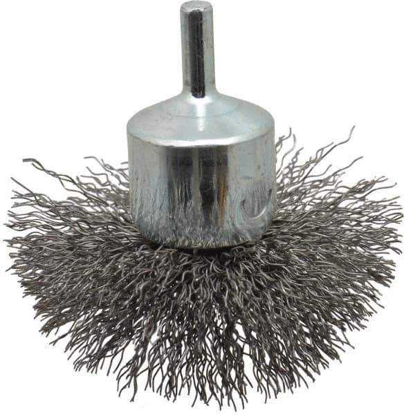 Anderson - 3" Brush Diam, Crimped, Flared End Brush - 1/4" Diam Shank, 16,000 Max RPM - Apex Tool & Supply