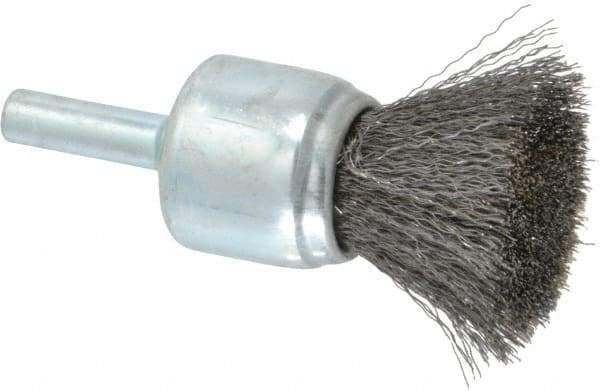 Anderson - 3/4" Brush Diam, Crimped, End Brush - 1/4" Diam Shank, 22,000 Max RPM - Apex Tool & Supply