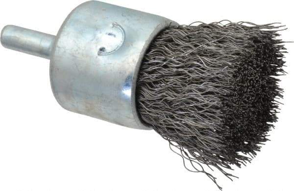 Anderson - 1" Brush Diam, Crimped, End Brush - 1/4" Diam Shank, 22,000 Max RPM - Apex Tool & Supply