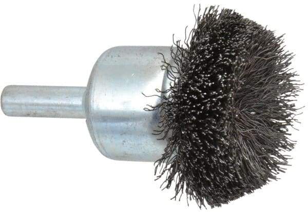 Anderson - 1-1/2" Brush Diam, Crimped, Flared End Brush - 1/4" Diam Shank, 20,000 Max RPM - Apex Tool & Supply