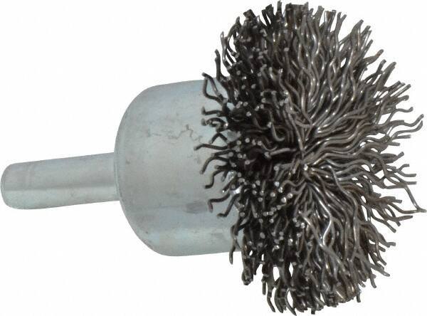 Anderson - 1-1/2" Brush Diam, Crimped, Flared End Brush - 1/4" Diam Shank, 20,000 Max RPM - Apex Tool & Supply