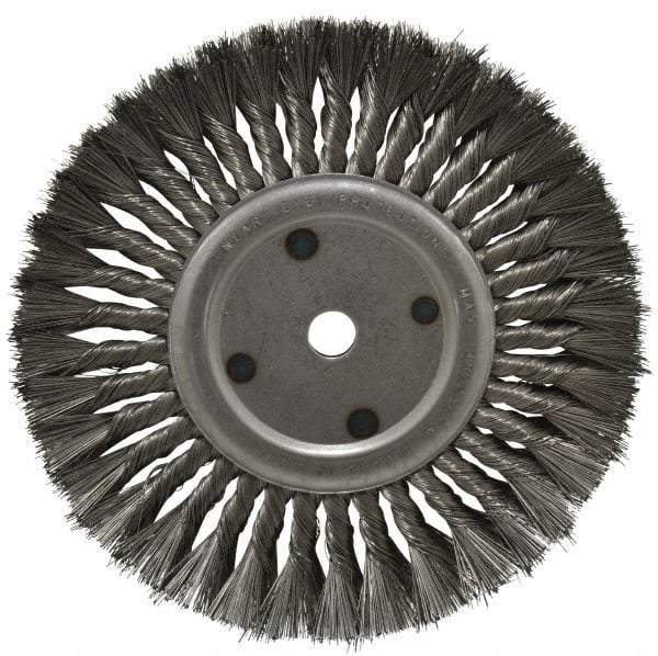 Anderson - 10" OD, 3/4" Arbor Hole, Knotted Steel Wheel Brush - 11/16" Face Width, 2-1/4" Trim Length, 0.016" Filament Diam, 4,500 RPM - Apex Tool & Supply