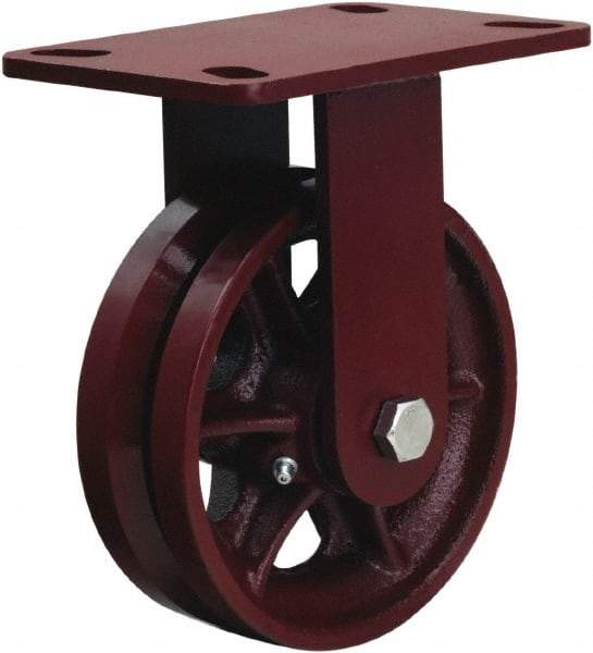 Hamilton - 6" Diam x 2" Wide, Iron Rigid Caster - 1,000 Lb Capacity, Top Plate Mount, 4-1/2" x 6-1/2" Plate, Straight Roller Bearing - Apex Tool & Supply