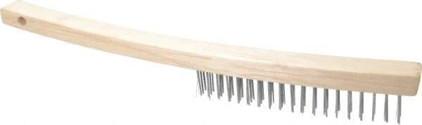 Value Collection - 3 Rows x 19 Columns Bent Handle Scratch Brush - 14" OAL, 1-1/8" Trim Length, Wood Curved Handle - Apex Tool & Supply