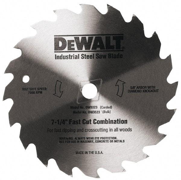 DeWALT - 7-1/4" Diam, 5/8" Arbor Hole Diam, 140 Tooth Wet & Dry Cut Saw Blade - Steel, Smooth Action, Standard Round Arbor - Apex Tool & Supply