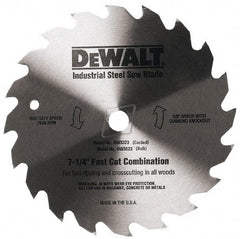 DeWALT - 7-1/4" Diam, 5/8" Arbor Hole Diam, 140 Tooth Wet & Dry Cut Saw Blade - Steel, Smooth Action, Standard Round Arbor - Apex Tool & Supply