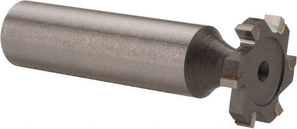 Made in USA - 3/4" Diam x 1/8" Face Width, Carbide-Tipped, 6 Teeth, Shank Connection Woodruff Keyseat Cutter - Uncoated, 2-1/8" OAL x 1/2" Shank, Straight Teeth, ANSI 406, Old Standard 7 - Apex Tool & Supply