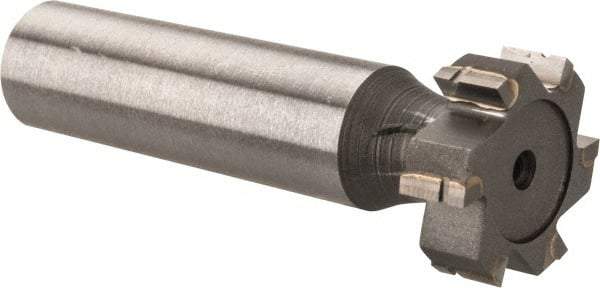 Made in USA - 3/4" Diam x 1/4" Face Width, Carbide-Tipped, 6 Teeth, Shank Connection Woodruff Keyseat Cutter - Uncoated, 2-1/4" OAL x 1/2" Shank, Straight Teeth, ANSI 806, Old Standard 91 - Apex Tool & Supply