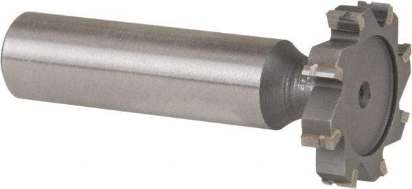 Made in USA - 1" Diam x 3/16" Face Width, Carbide-Tipped, 8 Teeth, Shank Connection Woodruff Keyseat Cutter - Uncoated, 2-3/16" OAL x 1/2" Shank, Straight Teeth, ANSI 608, Old Standard 13 - Apex Tool & Supply