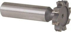 Made in USA - 1" Diam x 3/16" Face Width, Carbide-Tipped, 8 Teeth, Shank Connection Woodruff Keyseat Cutter - Uncoated, 2-3/16" OAL x 1/2" Shank, Straight Teeth, ANSI 608, Old Standard 13 - Apex Tool & Supply