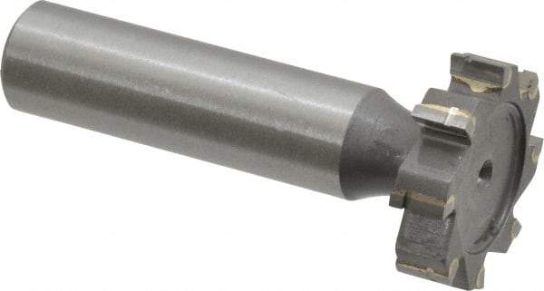 Made in USA - 1" Diam x 1/4" Face Width, Carbide-Tipped, 8 Teeth, Shank Connection Woodruff Keyseat Cutter - Uncoated, 2-1/4" OAL x 1/2" Shank, Straight Teeth, ANSI 808, Old Standard 15 - Apex Tool & Supply