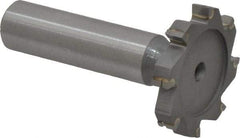 Made in USA - 1-1/4" Diam x 3/16" Face Width, Carbide-Tipped, 8 Teeth, Shank Connection Woodruff Keyseat Cutter - Uncoated, 2-3/16" OAL x 1/2" Shank, Straight Teeth, ANSI 610, Old Standard 19 - Apex Tool & Supply