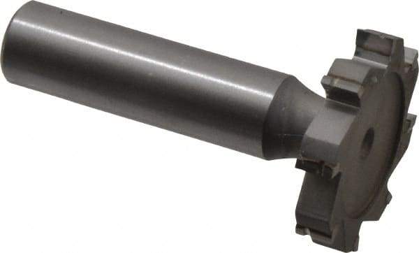 Made in USA - 1-1/4" Diam x 7/32" Face Width, Carbide-Tipped, 8 Teeth, Shank Connection Woodruff Keyseat Cutter - Uncoated, 2-7/32" OAL x 1/2" Shank, Straight Teeth, ANSI 710, Old Standard 20 - Apex Tool & Supply