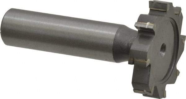 Made in USA - 1-1/4" Diam x 1/4" Face Width, Carbide-Tipped, 8 Teeth, Shank Connection Woodruff Keyseat Cutter - Uncoated, 2-1/4" OAL x 1/2" Shank, Straight Teeth, ANSI 810, Old Standard 21 - Apex Tool & Supply