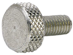 Electro Hardware - M3.5x0.60 Knurled Shoulderless Grade 303 Stainless Steel Thumb Screw - 18mm OAL, 8mm Head Diam x 5mm Head Height, Uncoated - Apex Tool & Supply