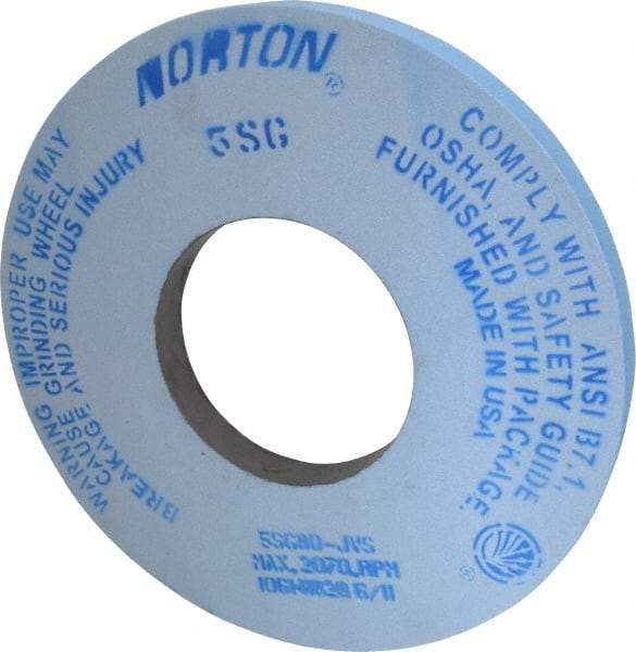 Norton - 12" Diam x 5" Hole x 1" Thick, J Hardness, 80 Grit Surface Grinding Wheel - Ceramic, Type 1, Medium Grade, 2,070 Max RPM, Vitrified Bond, No Recess - Apex Tool & Supply